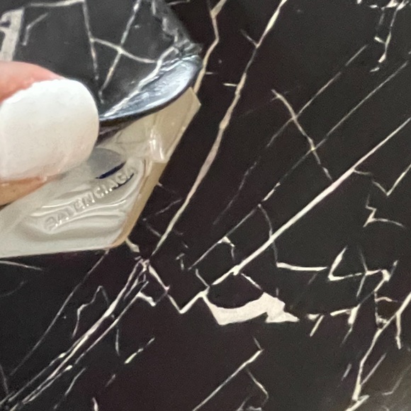 BALENCIAGA Le Dix Cabas black marble print top handle structured tote bag - Picture 8 of 8